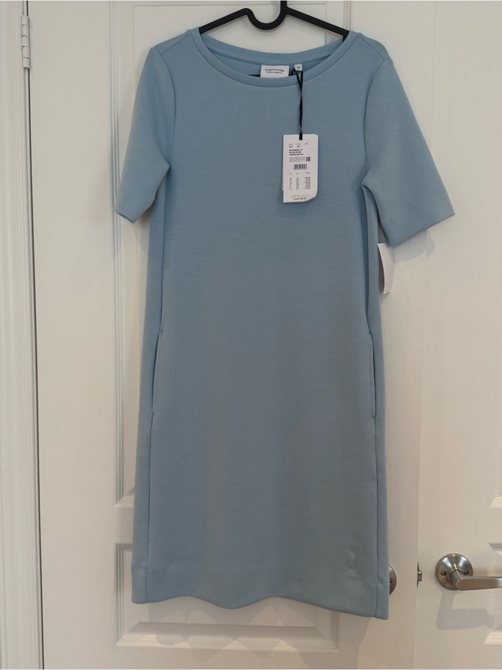 Comma Light Blue Short Sleeve Shift Dress